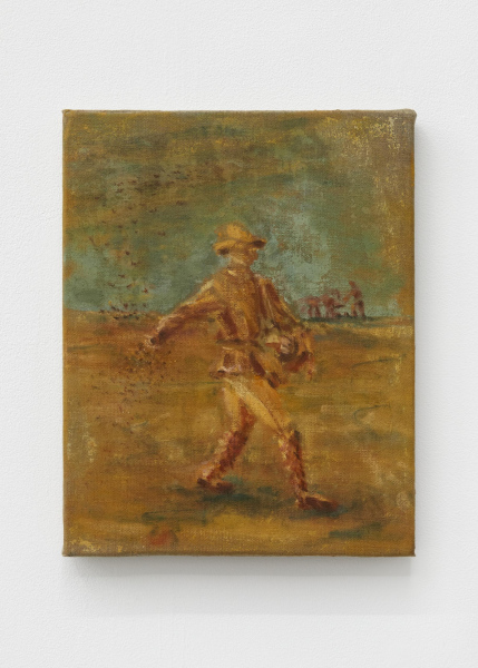 Sower2021, oil and sawdust on inen. 32 x 25 cm